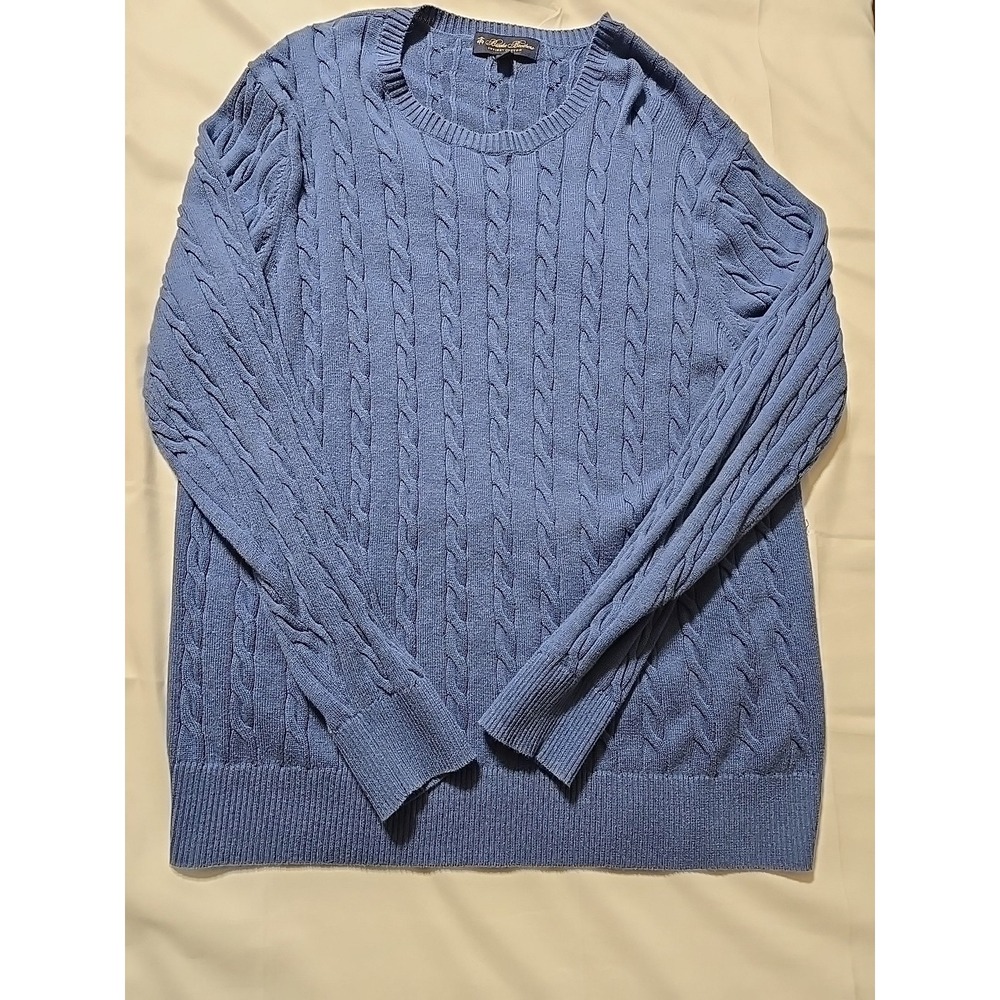 Brooks Brothers Mens XL‎ Cable Knit Blue Supima Cotton Pullover Sweater